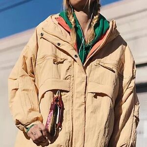 NWT FP Movement Free People Light Orange Billie Boxy lightweight Utility Jacket